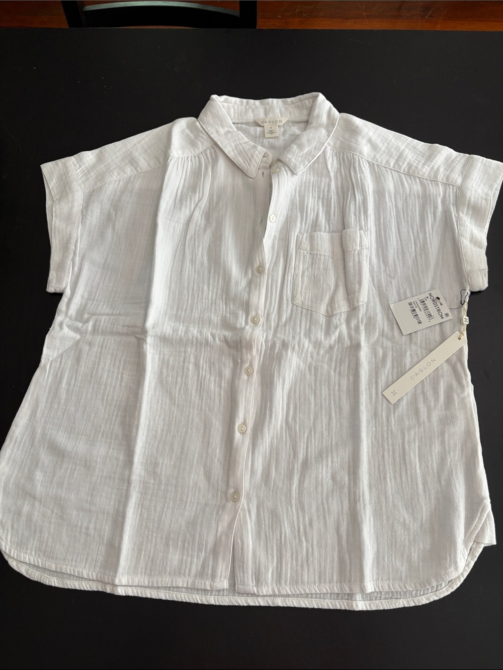 Caslon White Short-Sleeve Button-Front Kids Shirt